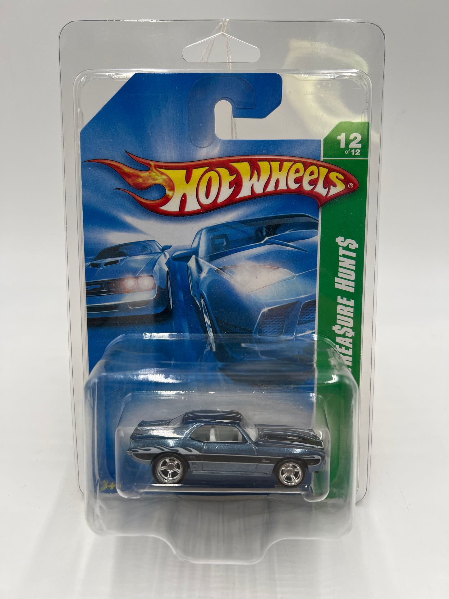 2008 Hot Wheels Super Treasure Hunt #172 69 Camaro Blue W/ Protector