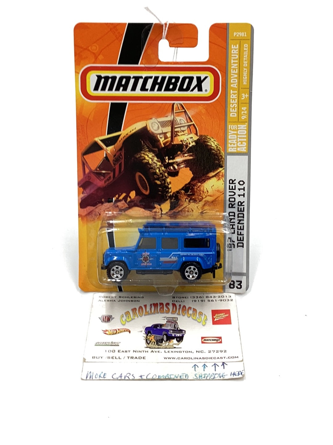 Matchbox #83 97 Land Rover Defender 110 blue 208A