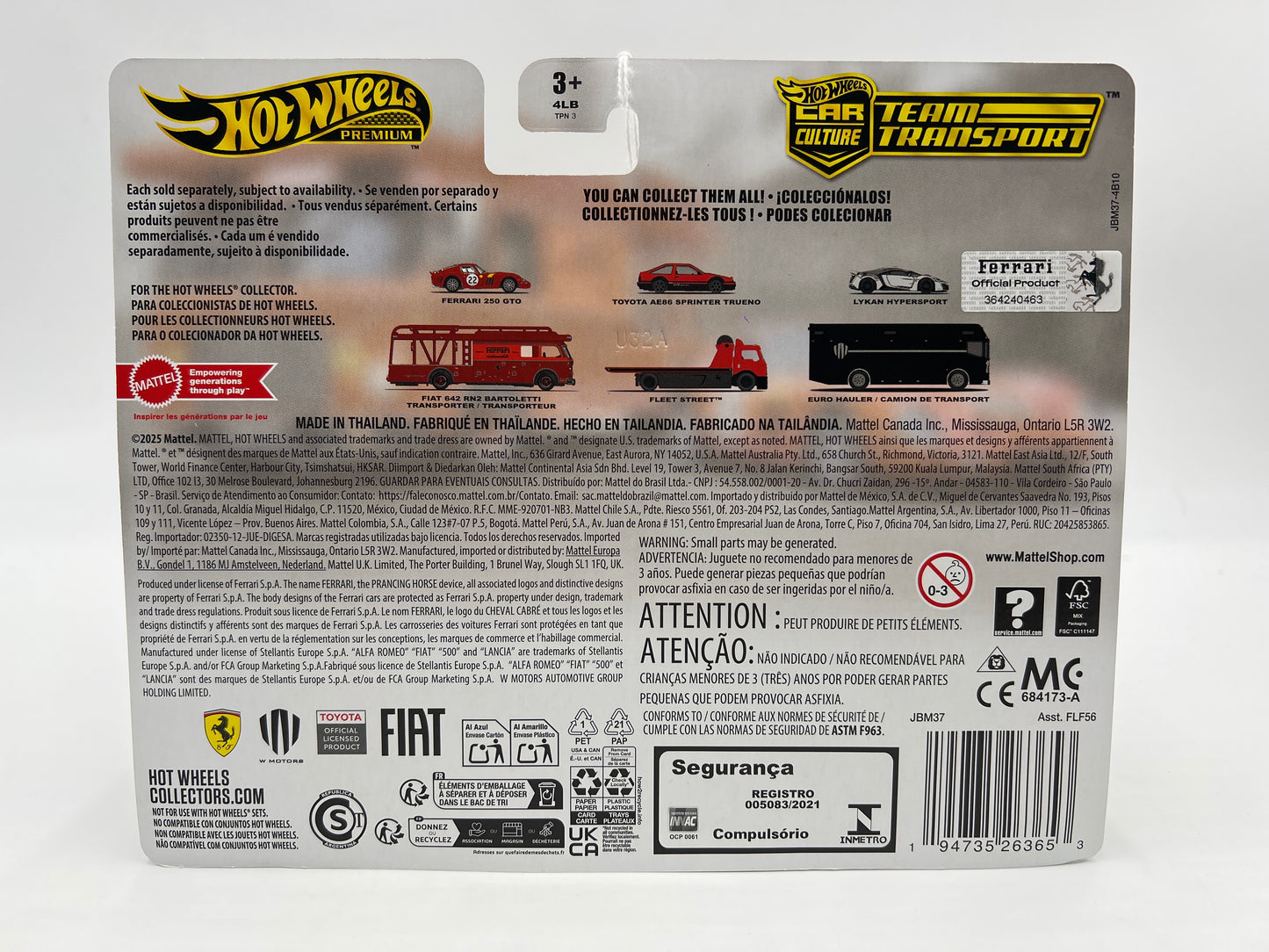 2025 Hot Wheels Car Culture Team Transport #83 Ferrari 250 GTO & Fiat 642 RN2 Bartoletti Transporter Red 279C