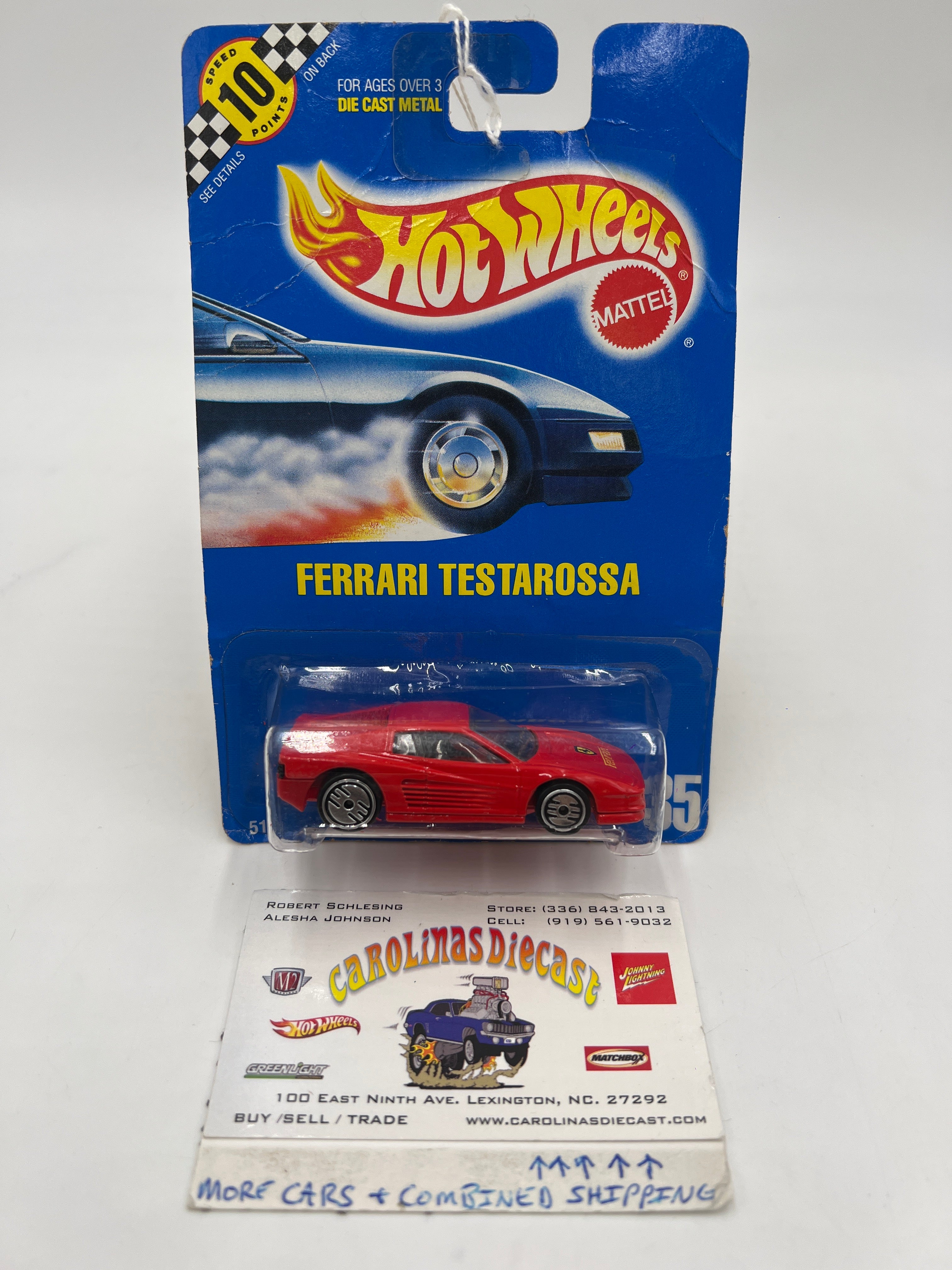 1991 Hot Wheels #35 Ferrari Testarossa Red W/Black Interior *Bad