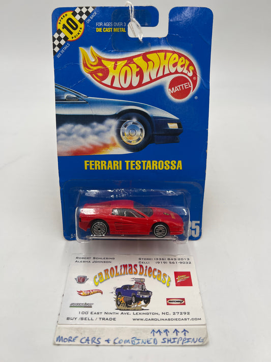 1991 Hot Wheels #35 Ferrari Testarossa Red W/Black Interior *Bad Card*
