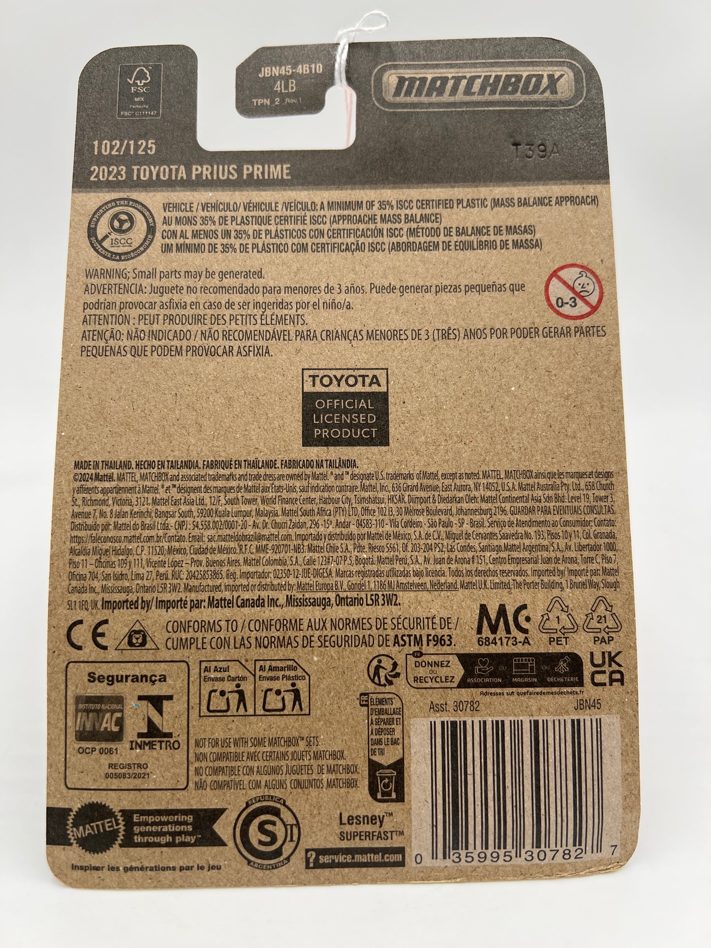 2025 Matchbox #102 2023 Toyota Prius Prime White 213O