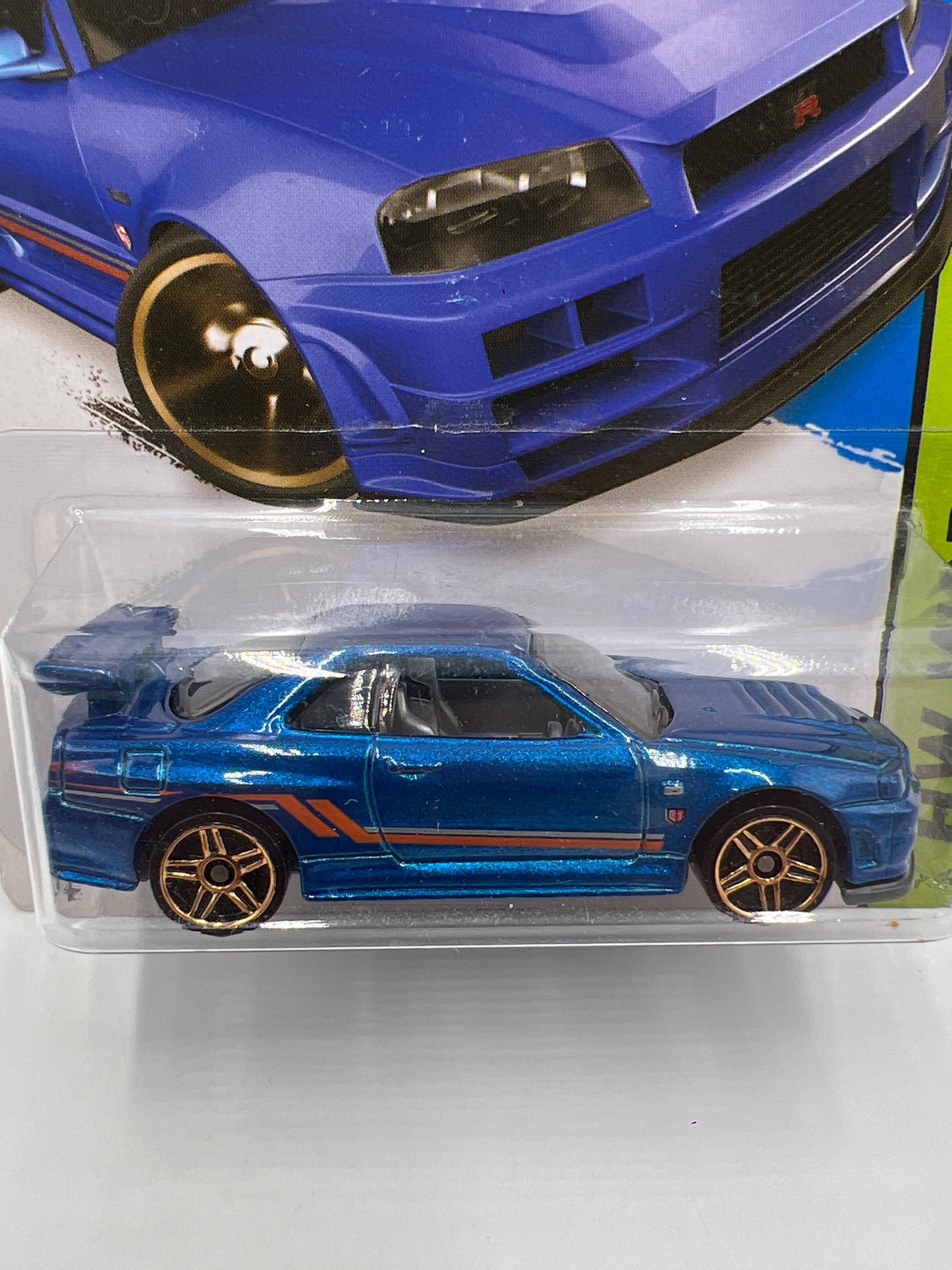 2014 Hot Wheels Workshop #230 Nissan Skyline GT-R R34 Blue W/Protector