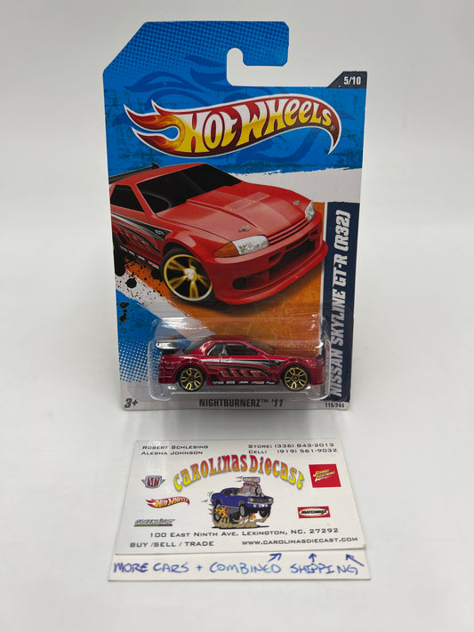 2011 Hot Wheels Nightburnerz #115 Nissan Skyline GT-R R32 Red W/Protector