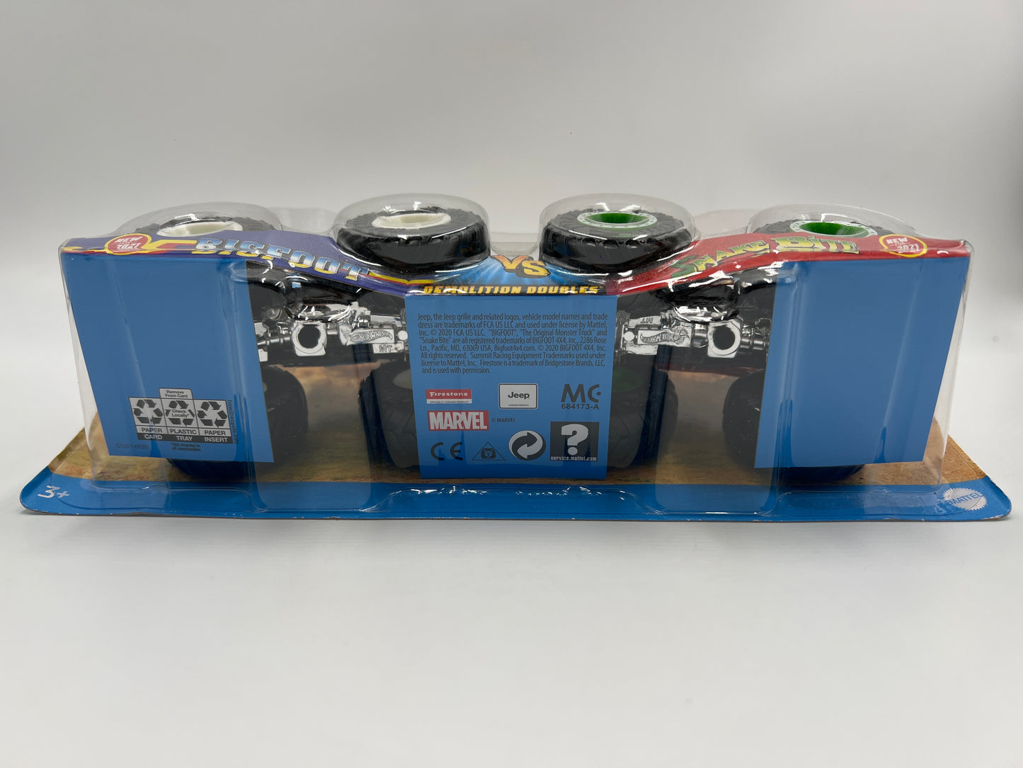 2021 Hot Wheels Monster Trucks Demolition Doubles Bigfoot Vs Snake Bite