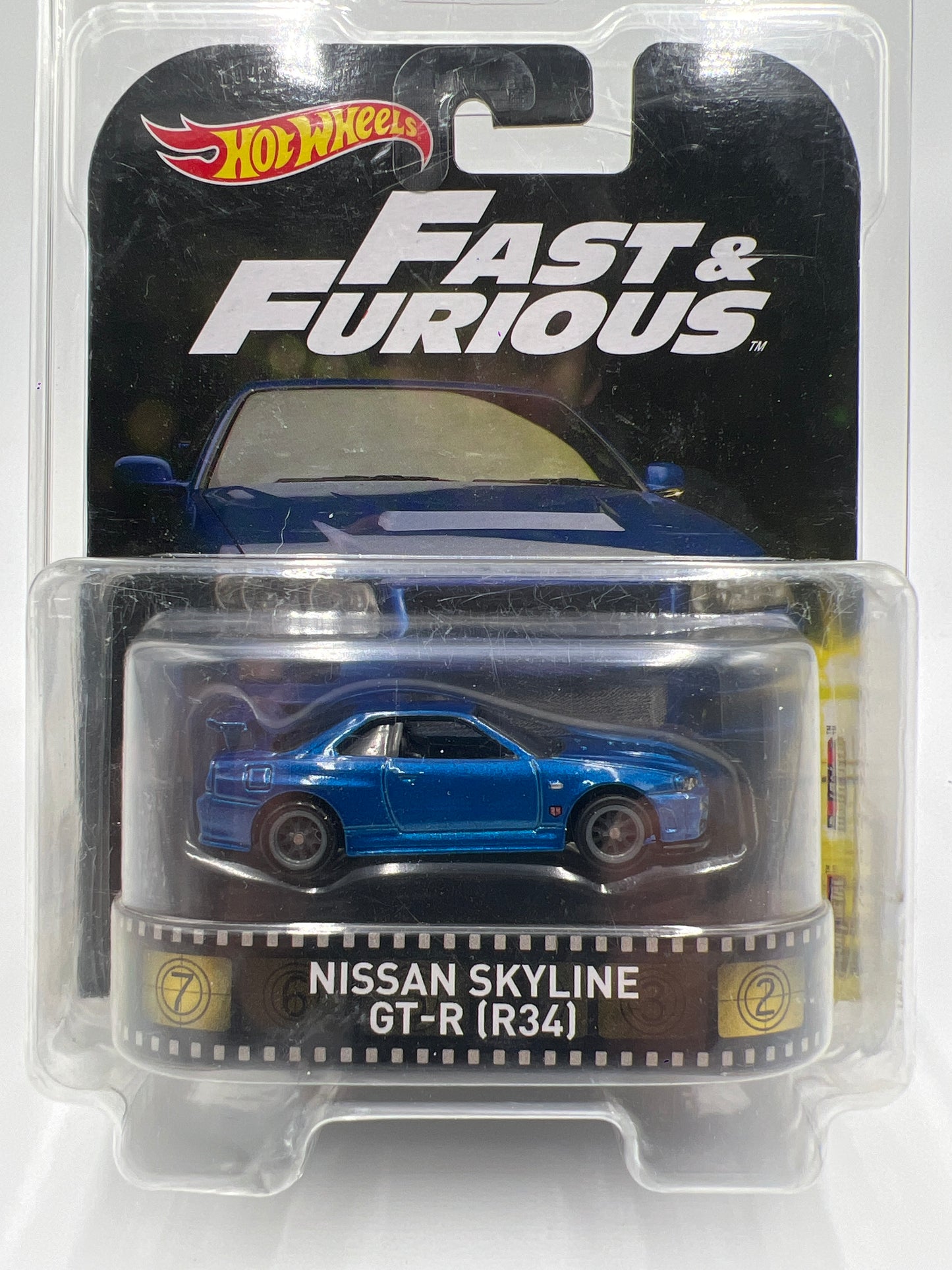 Hot Wheels Retro Entertainment Fast & Furious Nissan Skyline GT-R R34 Blue W/Protector