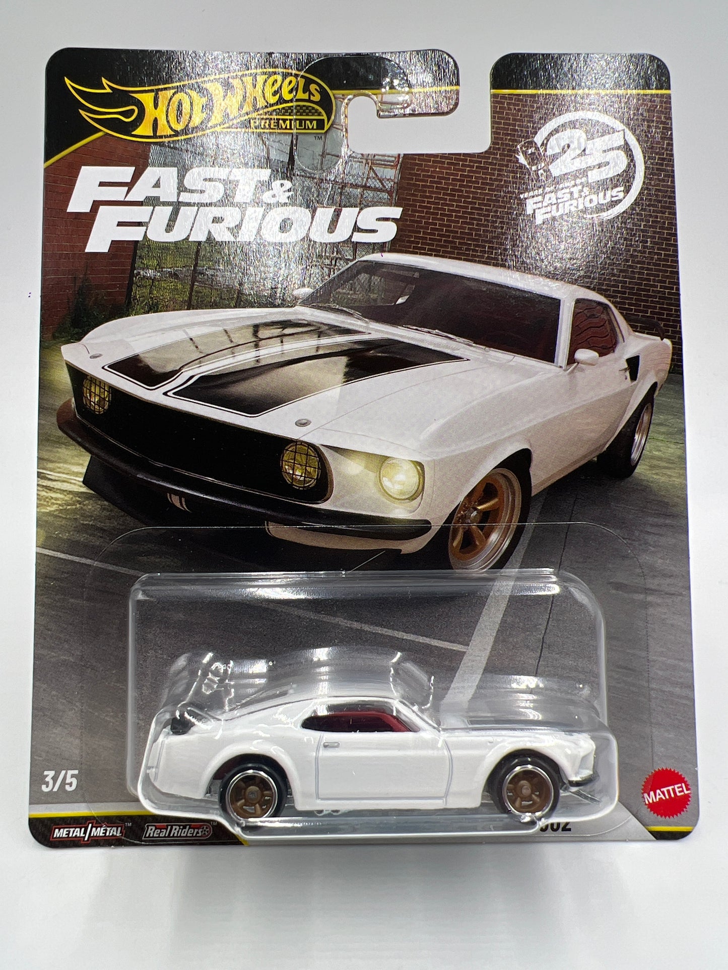 2026 Hot Wheels Premium Fast & Furious 25th Anniversary #3 1969 Ford Mustang Boss 302 White 249B