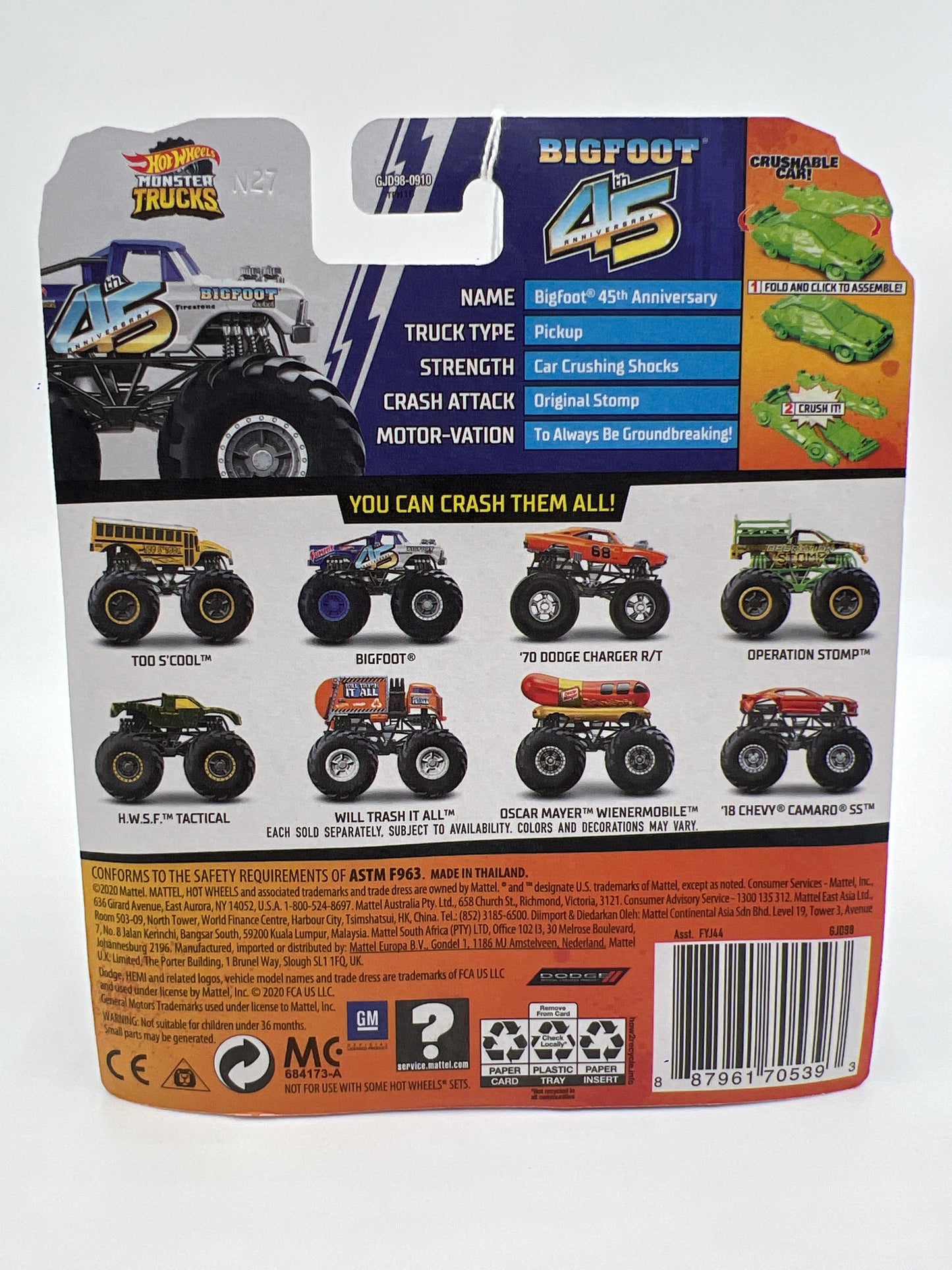 2020 Hot Wheels Monster Trucks Stunt Storm #70 Bigfoot 45th Anniversary 135E