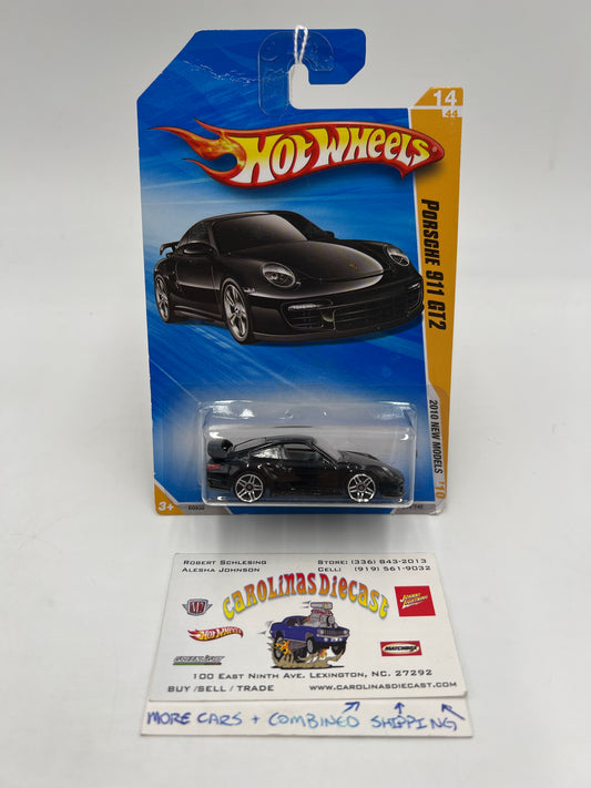 2010 Hot Wheels New Models #14 Porsche 911 GT2 Black Card Not Perfect SR