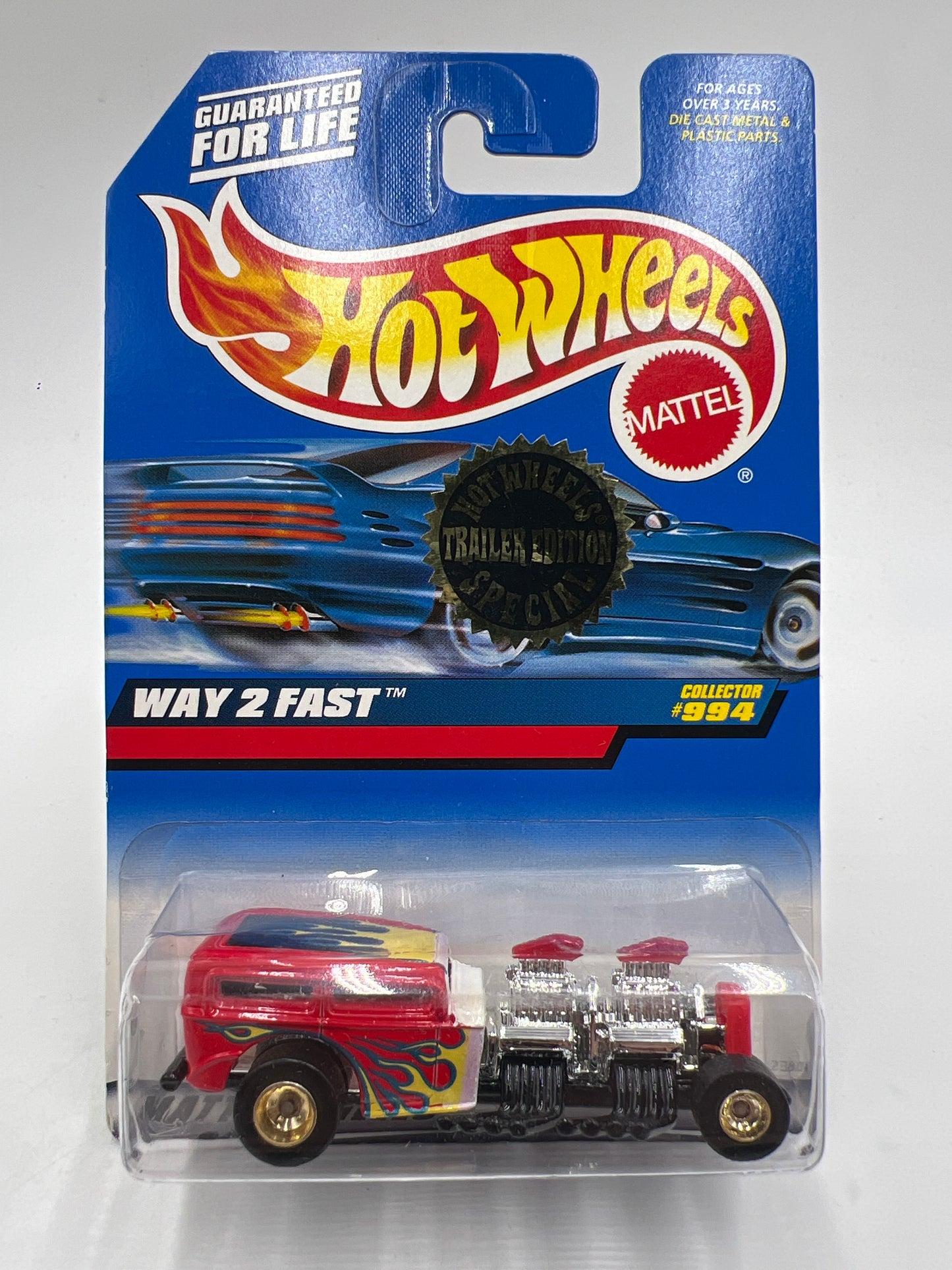 1999 Hot Wheels Collector #994 Trailer Edition Special Way 2 Fast Red W/Real Riders SR