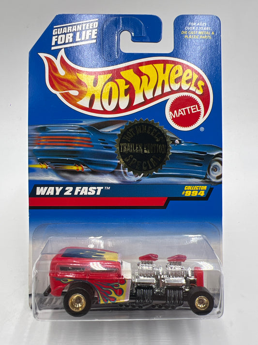 1999 Hot Wheels Collector #994 Trailer Edition Special Way 2 Fast Red W/Real Riders SR