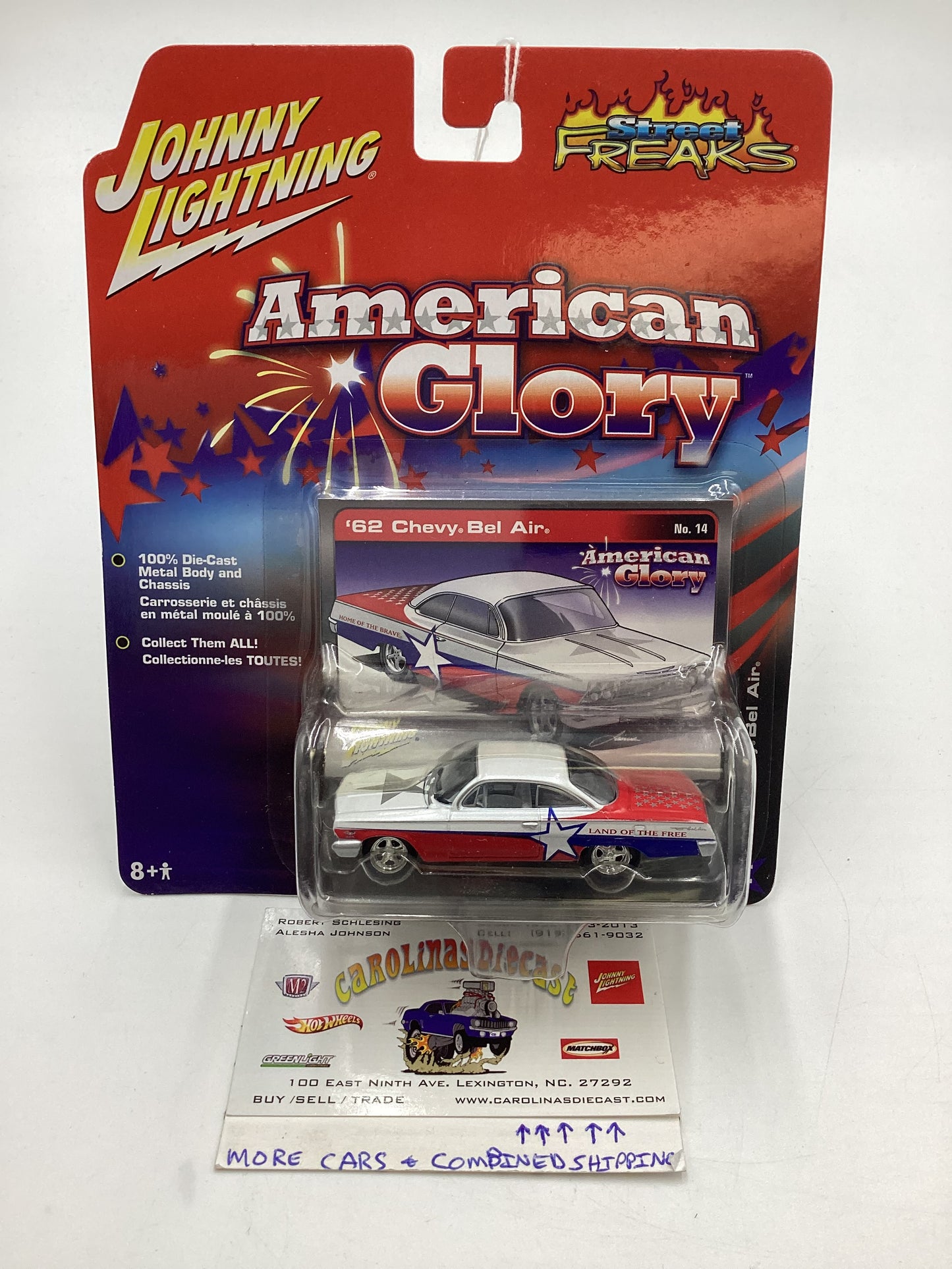 Johnny Lightning Street Freaks American Glory #14 62 Chevy Bel Air 186F