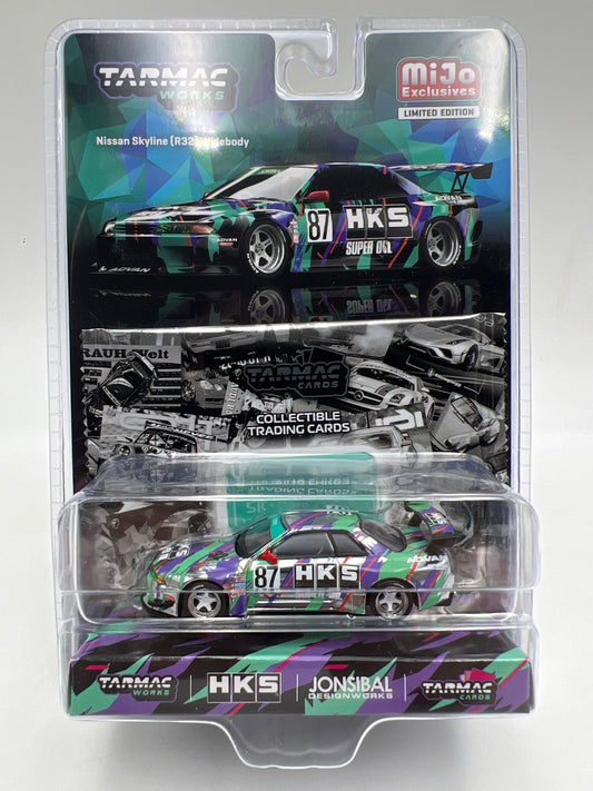 Tarmac Works Mijo Exclusives CHASE Nissan Skyline R32 Widebody HKS W/Trading Cards