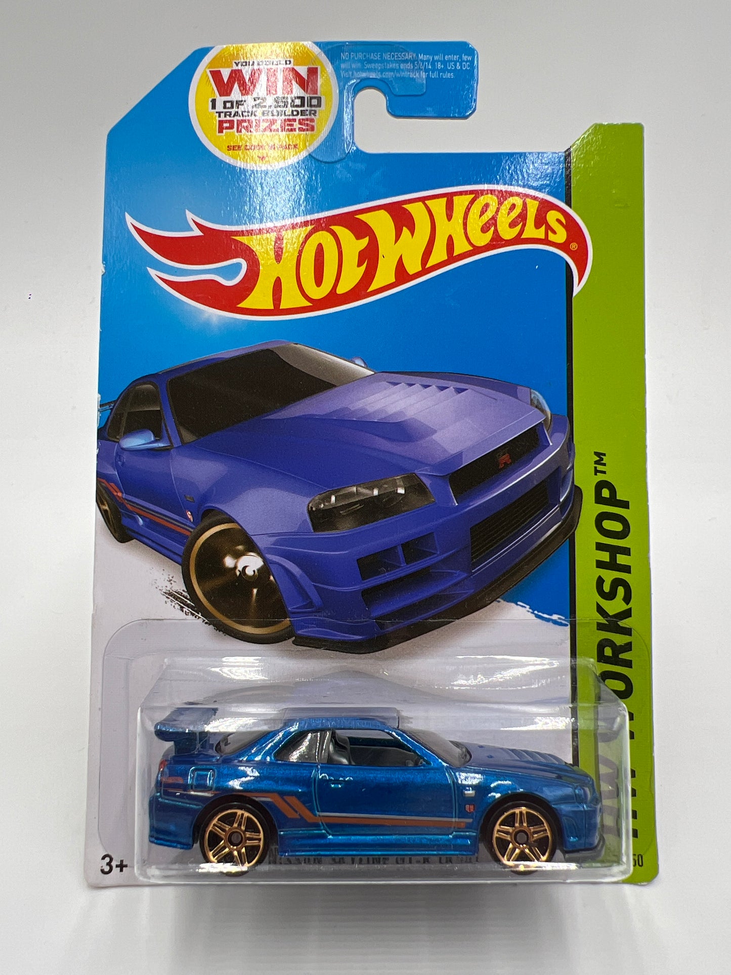 2014 Hot Wheels Workshop #230 Nissan Skyline GT-R R34 Blue W/Protector