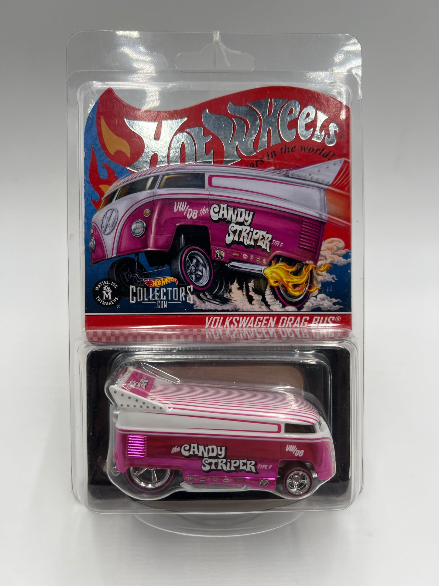 Hot Wheels RLC #19276/20000 Candy Striper Silver Logo Volkswagen Drag Bus Pink W/Protector