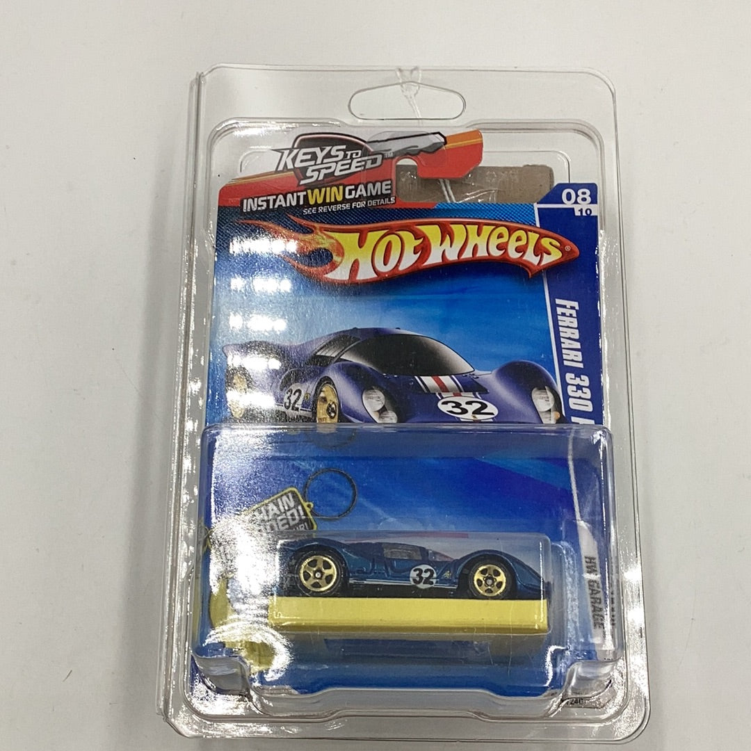 2010 Hot Wheels #76 Ferrari 330 P4 walmart exlusive with bone shaker key chain with protector