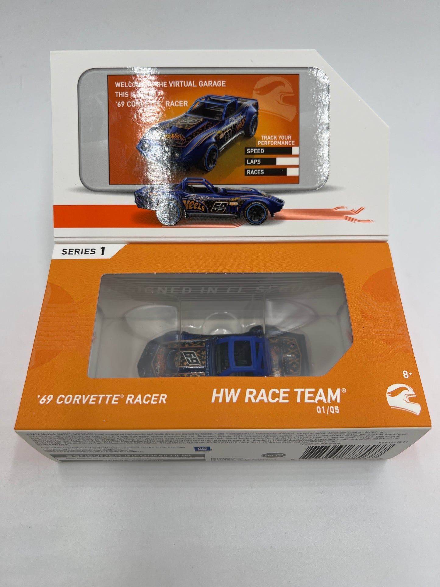 Hot Wheels iD Race Team Series 1 #1 69 Corvette Racer Blue Sealed