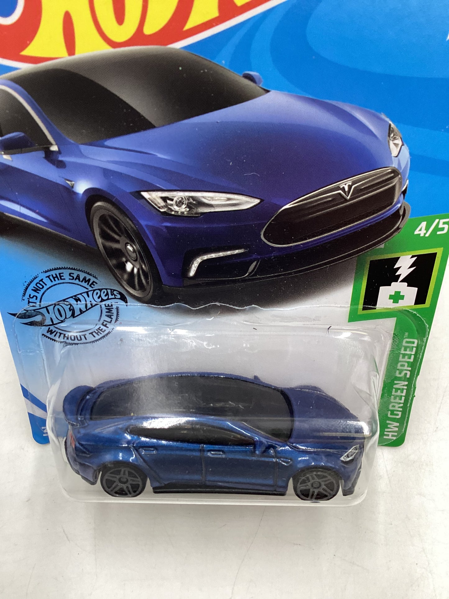 2019 Hot Wheels #226 Blue Tesla Model S 102C