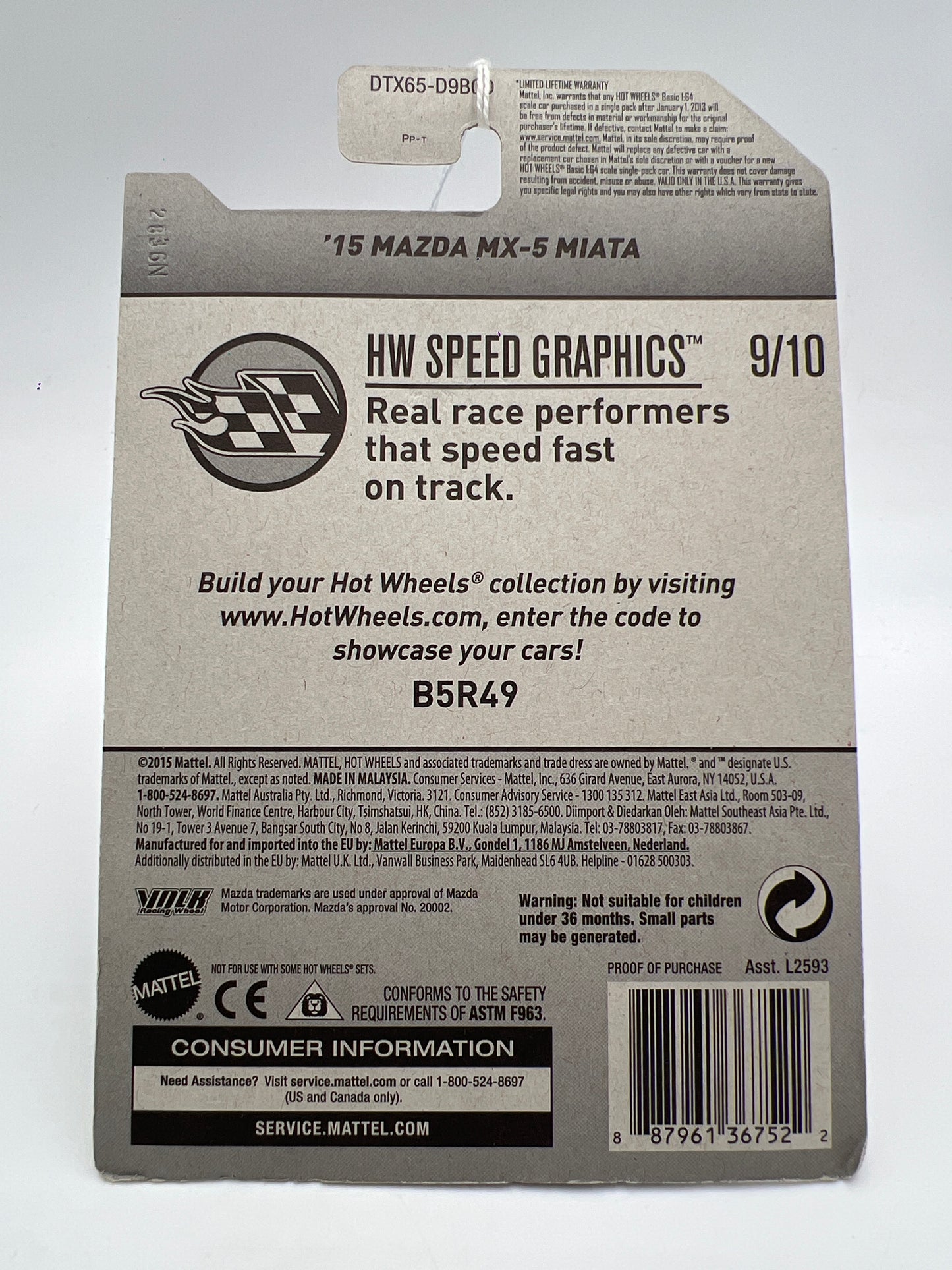 2017 Hot Wheels Speed Graphics #80 15 Mazda MX-5 Miata Yellow 85D