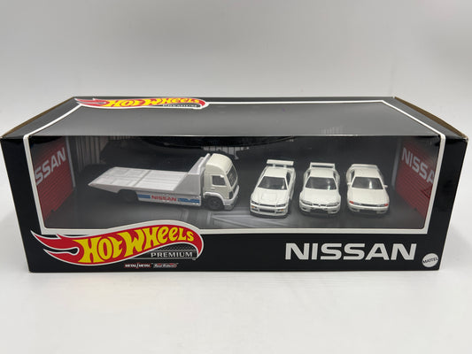 Hot Wheels Premium Diorama Garage Set Nissan Skyline GT-R & Retro Rig White
