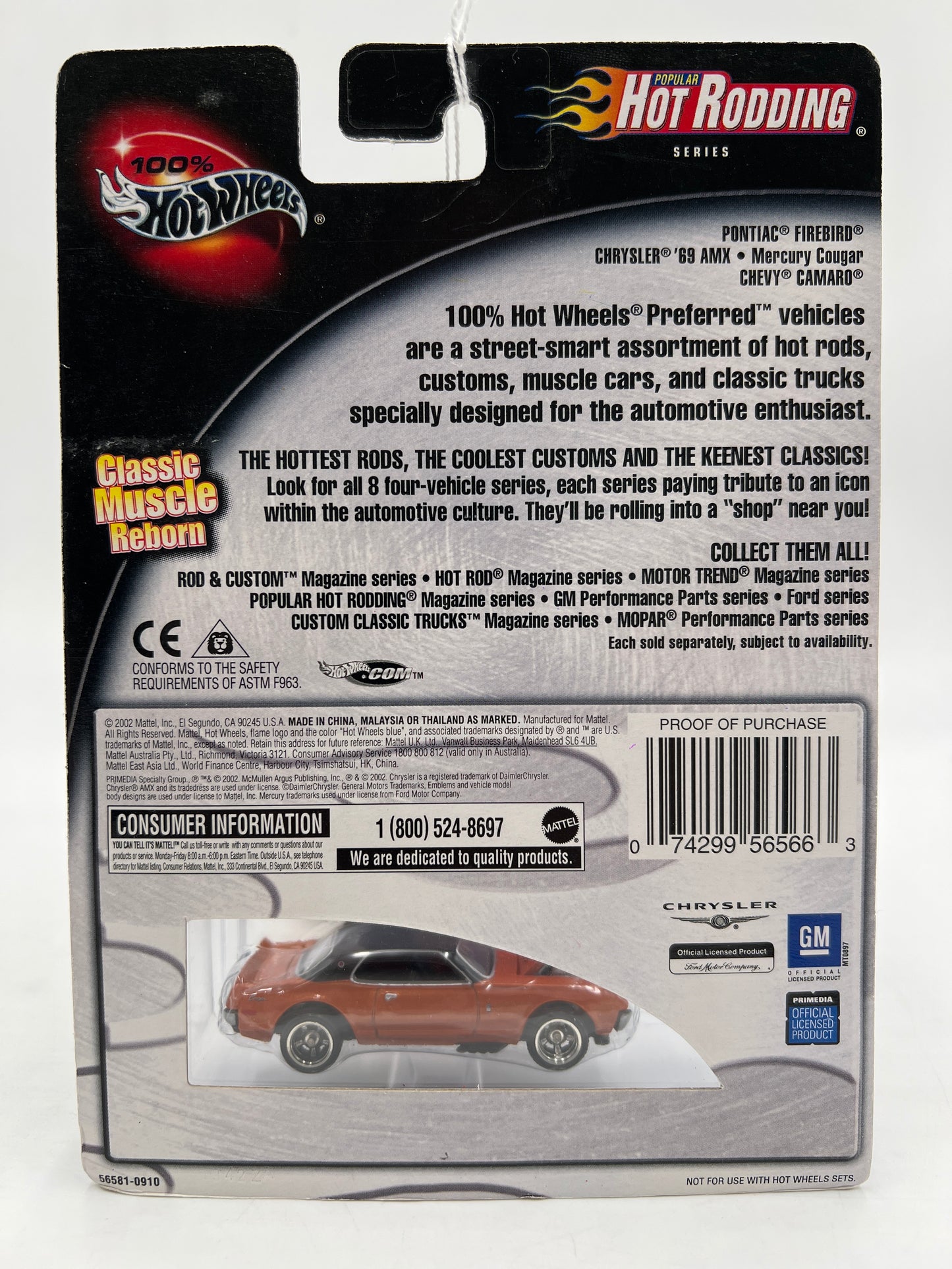 Hot Wheels Premium 100% Popular Hot Rodding #3 Mercury Cougar Orange 242G
