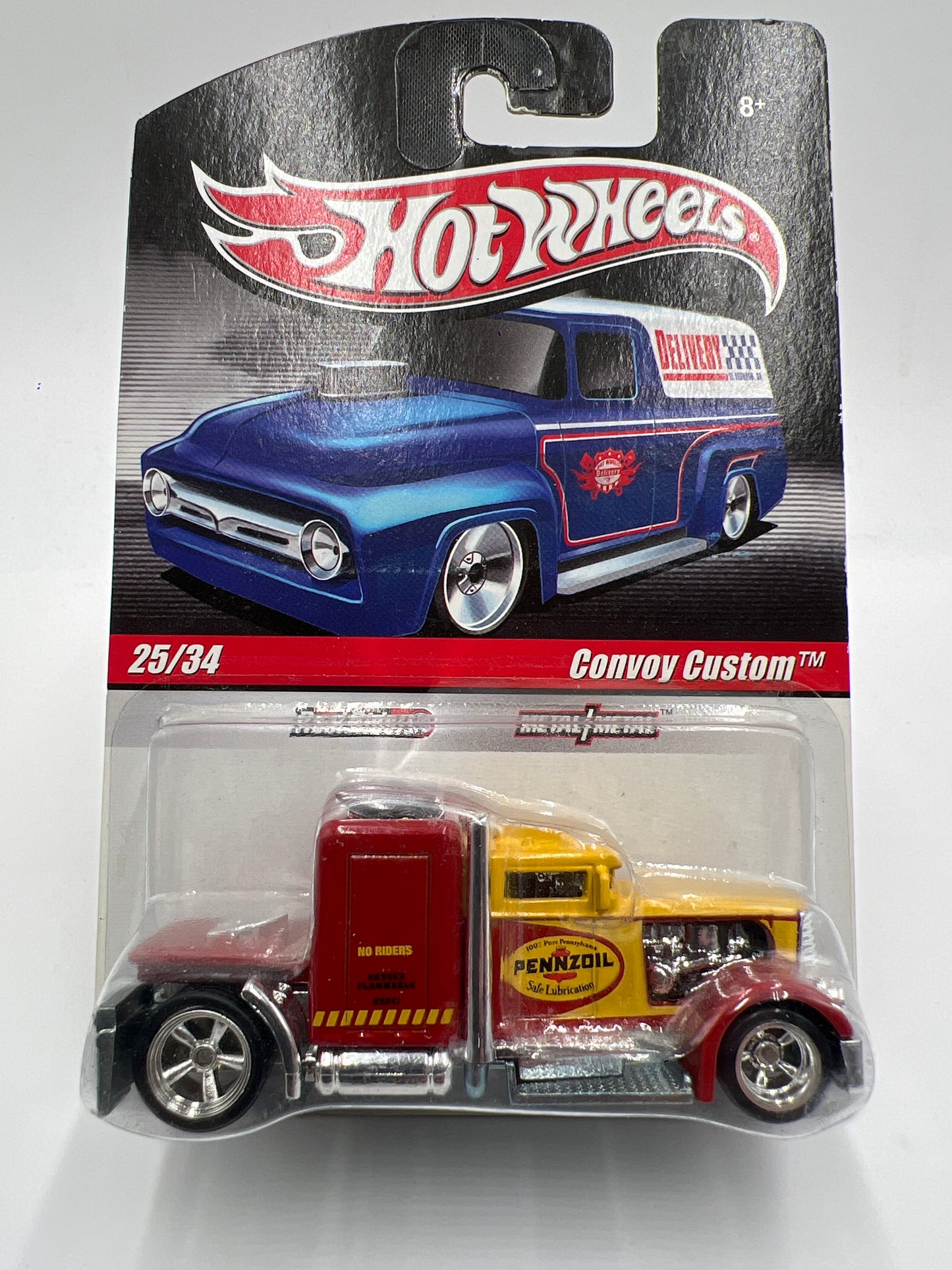 Hot Wheels Slick Rides Premium #25 Convoy Custom Yellow/Red Pennzoil W/Protector