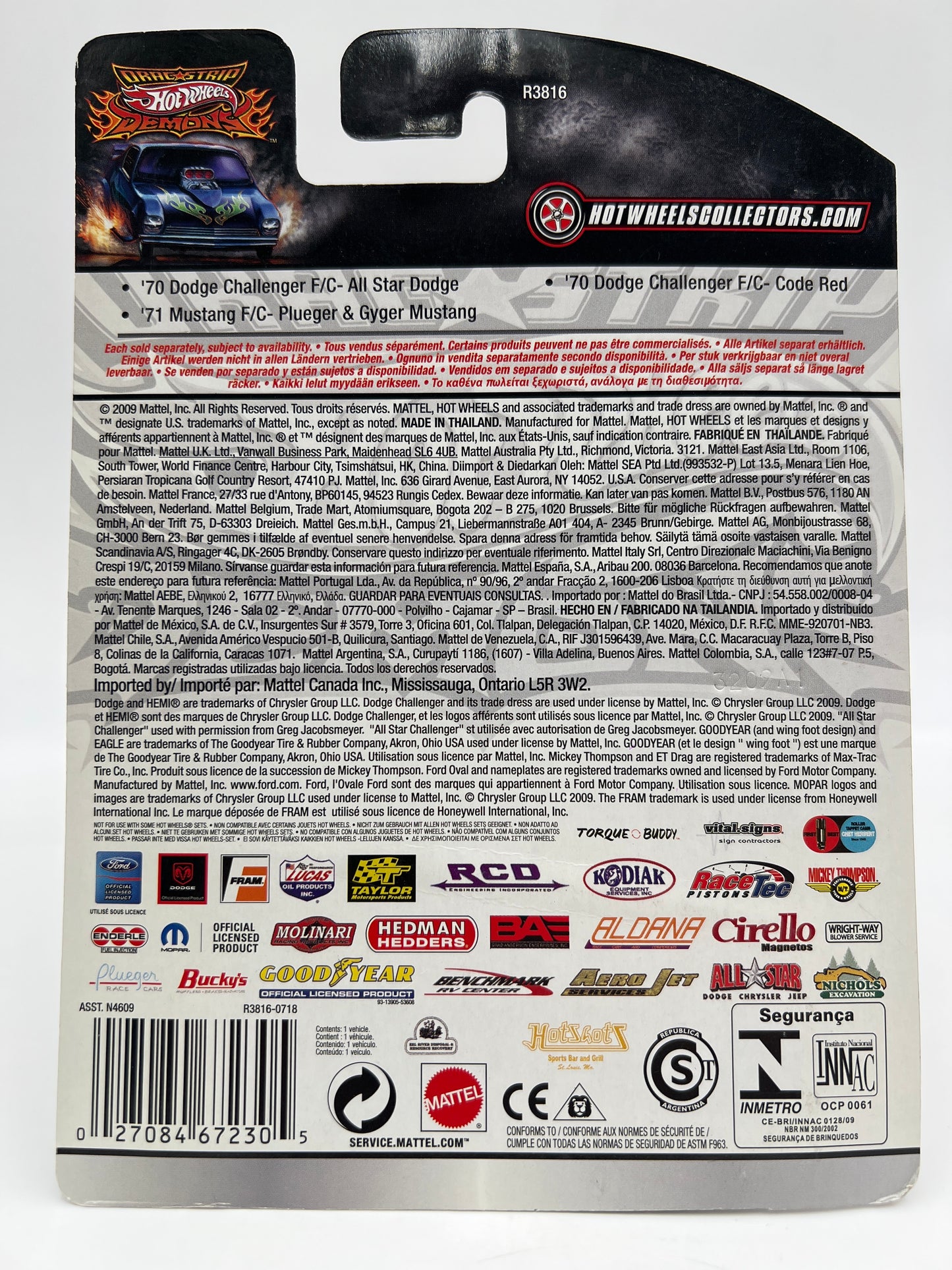 Hot Wheels Drag Strip Demons #1 70 Dodge Challenger F/C All Star Dodge W/Protector