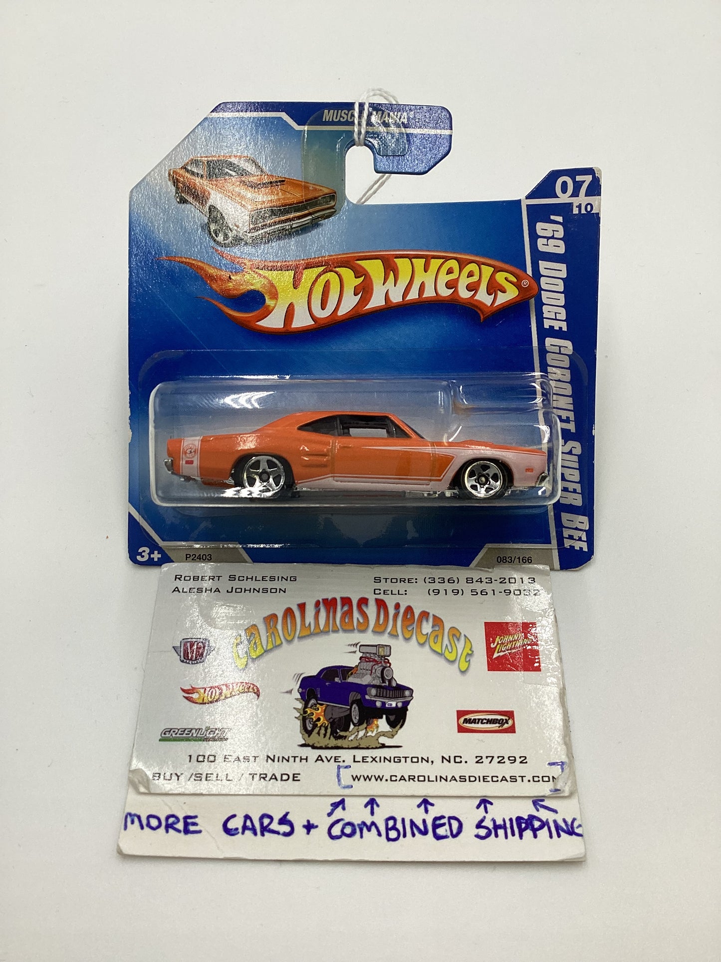 2009 Hot Wheels #083 69 Dodge Coronet Super Bee Orange Short Card