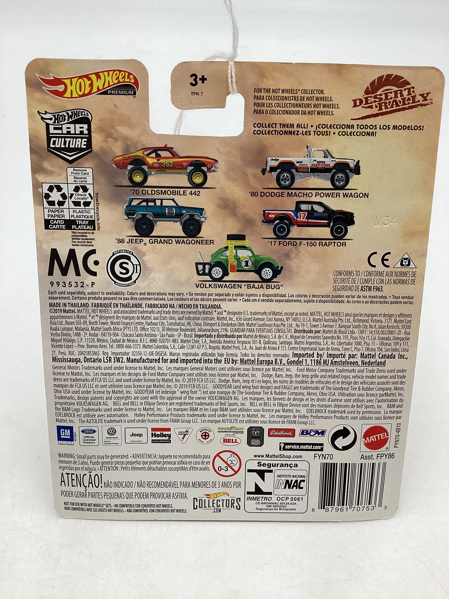 2019 Hot Wheels Desert Rally 3/5 88 Jeep Grand Wagoneer 254i