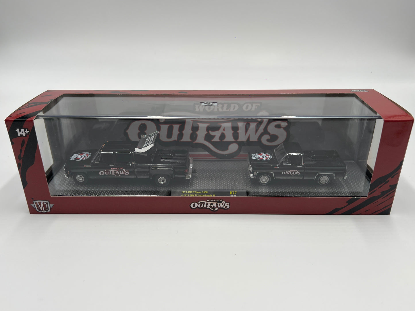 2024 M2 Machines World of Outlaws Hauler R77 1973 GMC Sierra 3500 & 1975 GMC Jimmy Sierra Grande 15