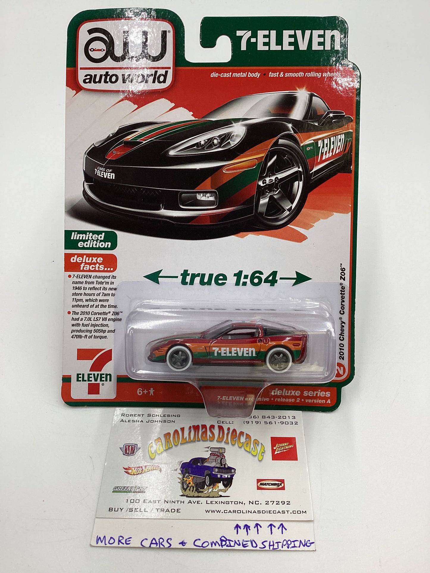 2024 Auto world 7-Eleven Exclusive Release 2 Version A 2010 Chevy Corvette Z06 Red Ultra Red Chase W/protector