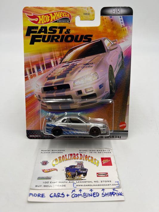 Hot Wheels Fast & Furious #4 Nissan Skyline GT-R BNR34 Silver W/Protector