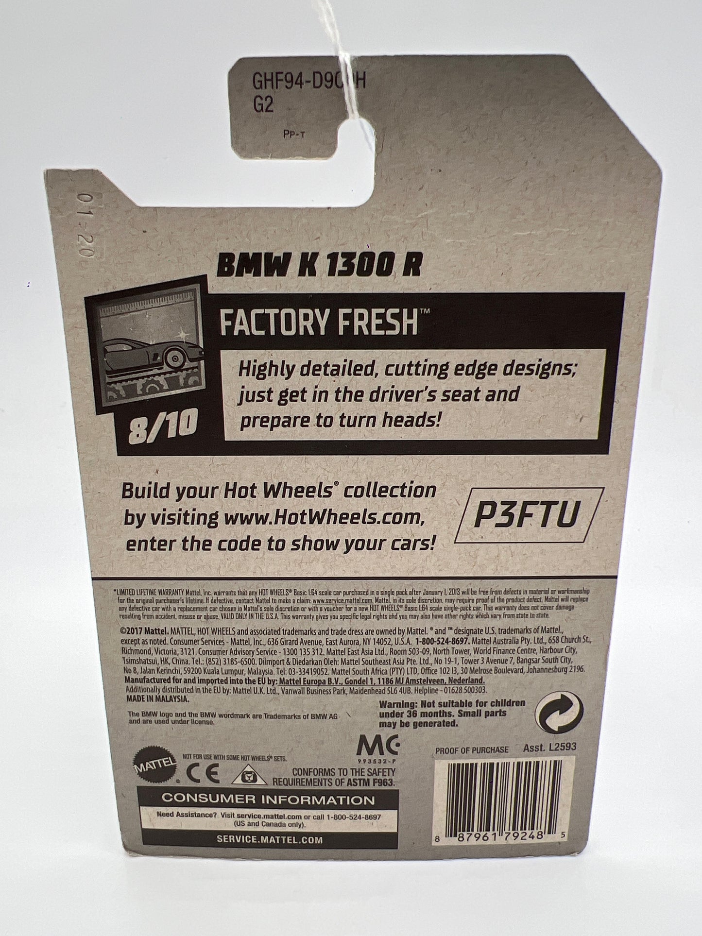 2020 Hot Wheels Factory Fresh #65 BMW K 1300 R Gray/Black