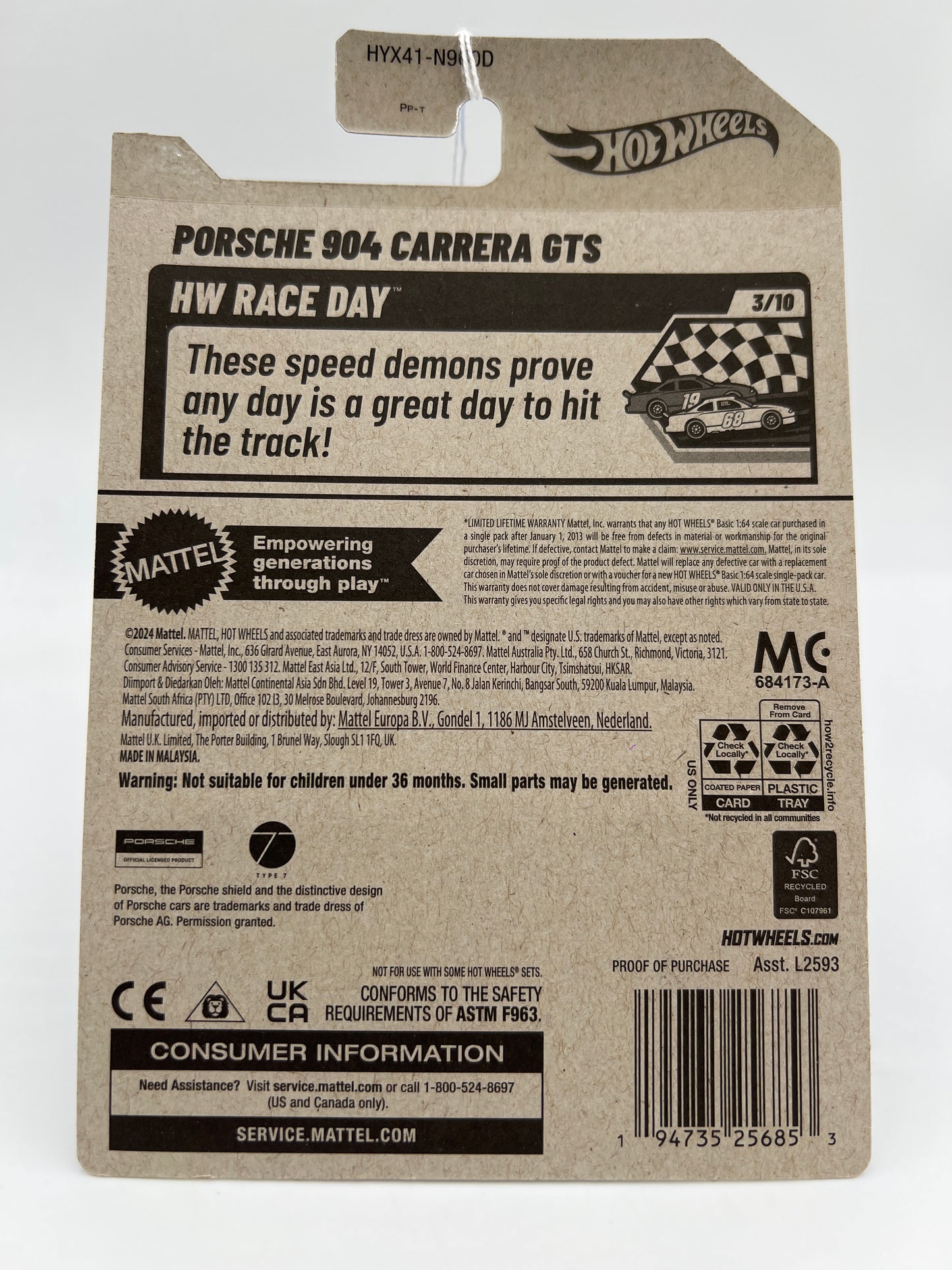 2025 Hot Wheels D Case #100 Porsche 904 Carrera GTS Yellow 100H