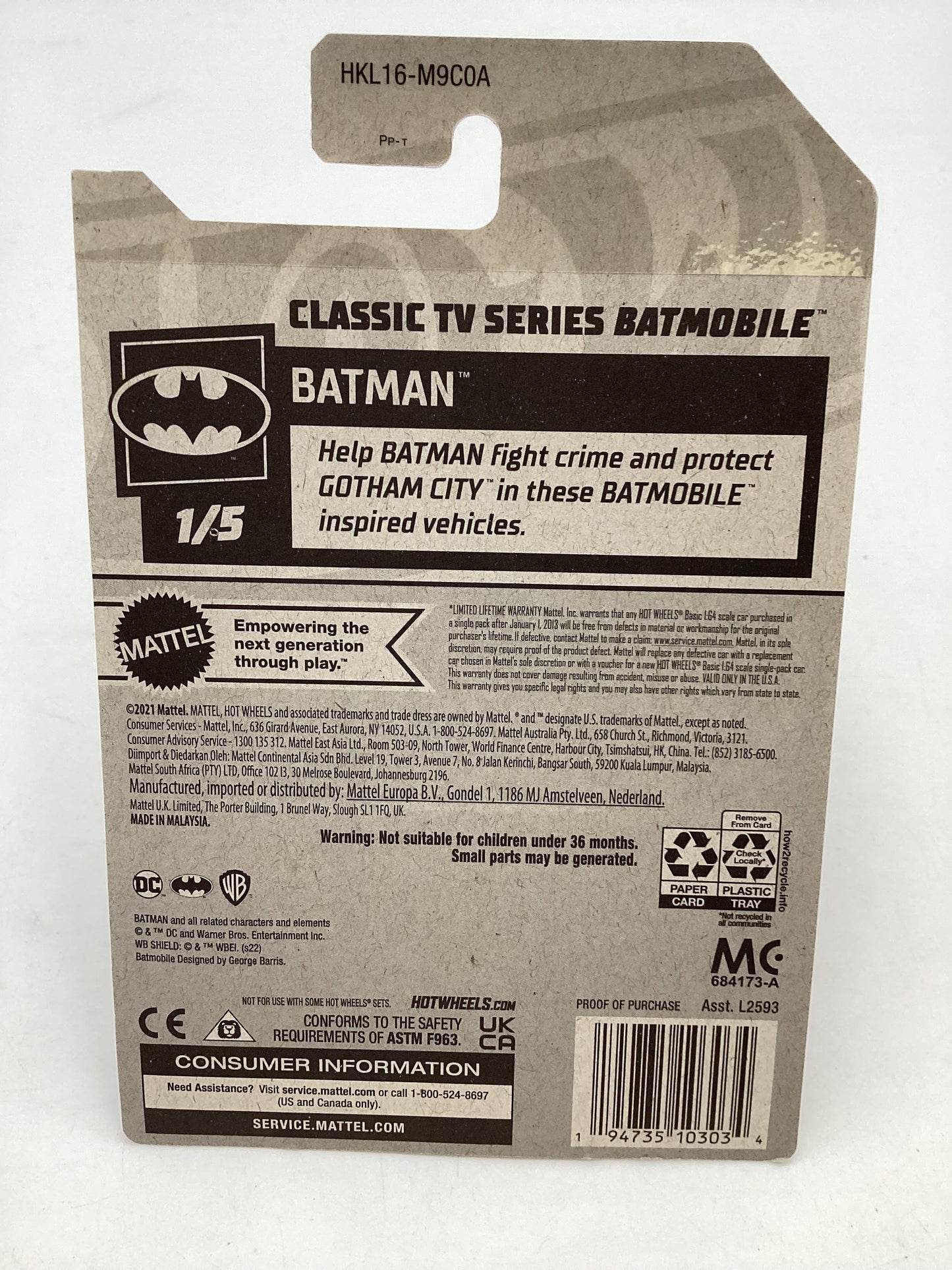 2023 Hot Wheels Super Treasure hunt 1/1250 Classic TV Series Batmobile Factory Sealed with Protector