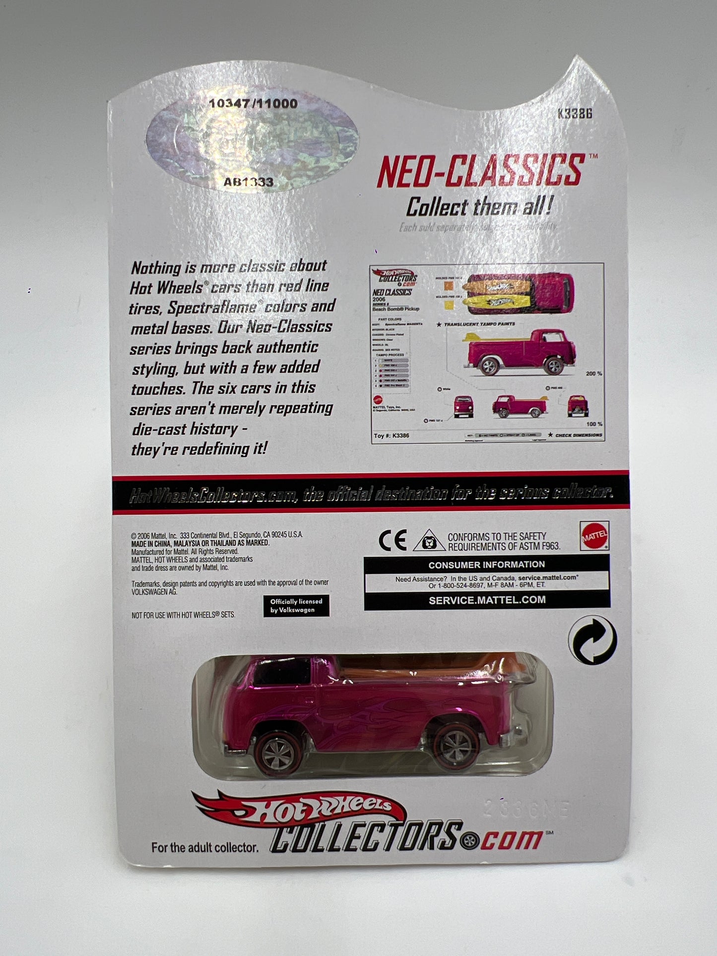 Hot Wheels RLC Neo-Classics Series 5 #6 10347/11000 Beach Bomb Pickup Pink W/Protector