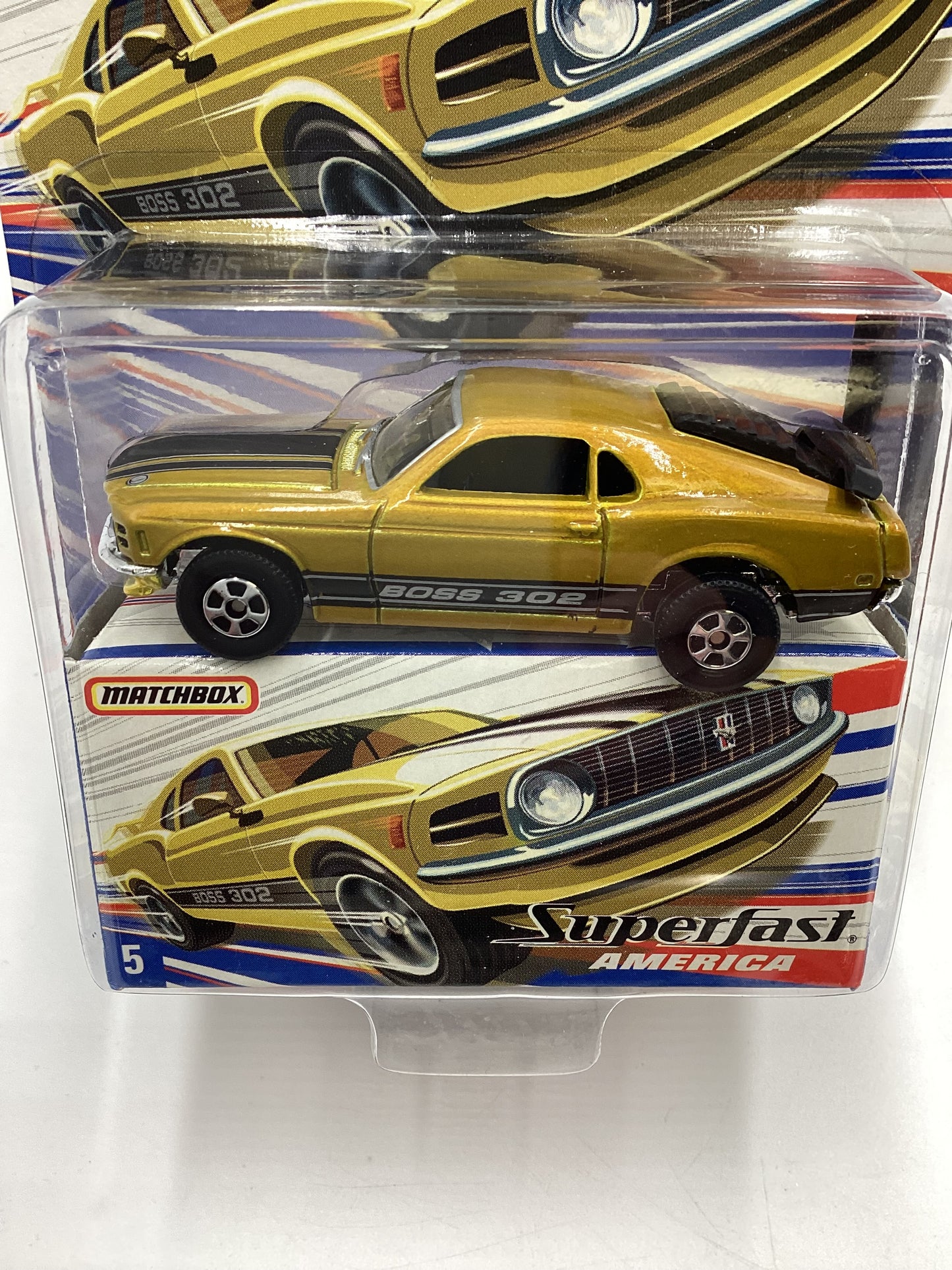 Matchbox Superfast America #5 1970 Ford Mustang Boss 302 Gold 173A