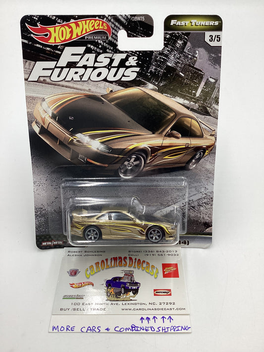 Hot Wheels Premium Fast & Furious Fast Tuners #3 Nissan 240SX S14 Gold W/Protector