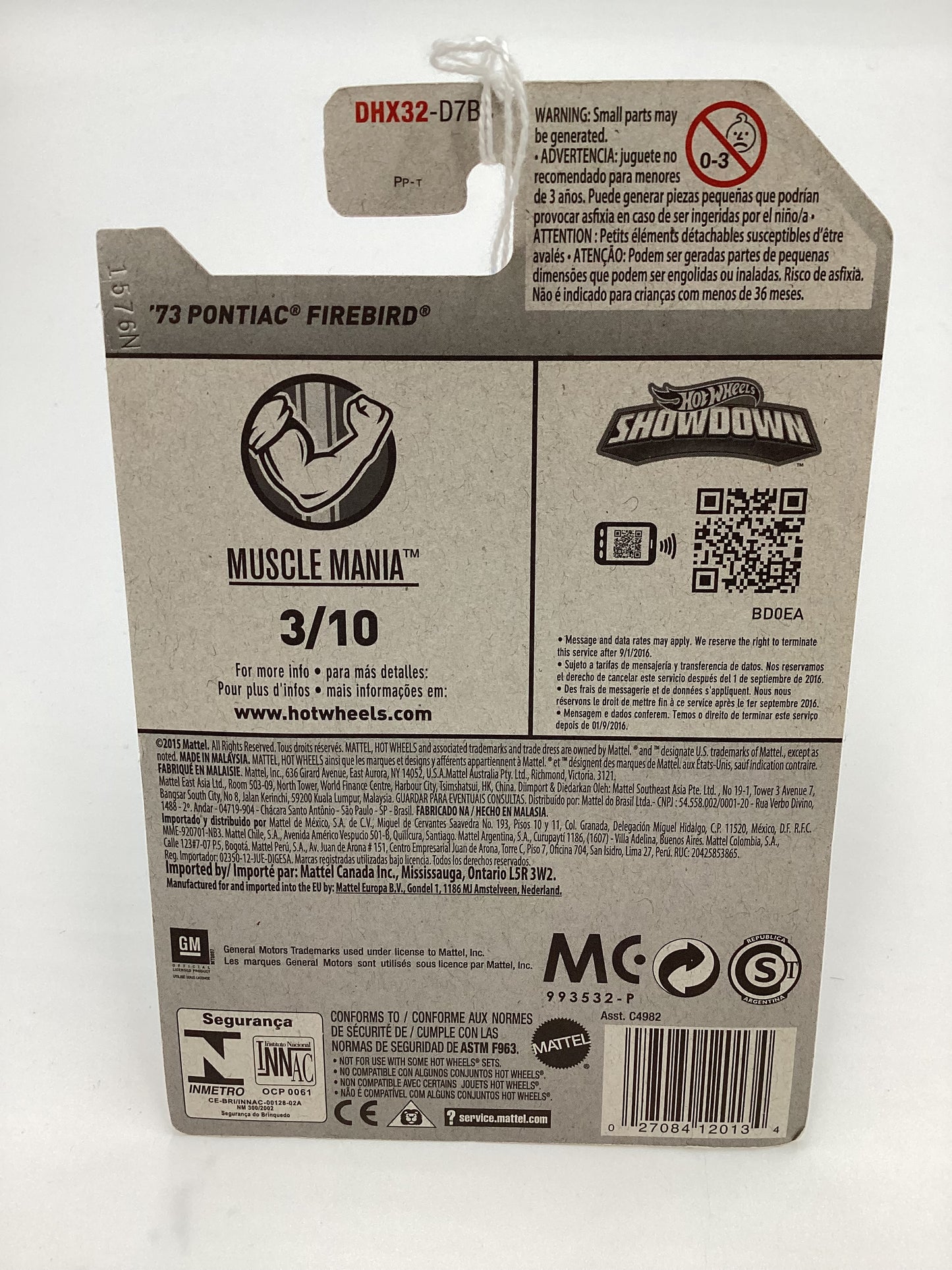 2019 Hot Wheels #123 73 Pontiac Firebird White Intl. Card 47G