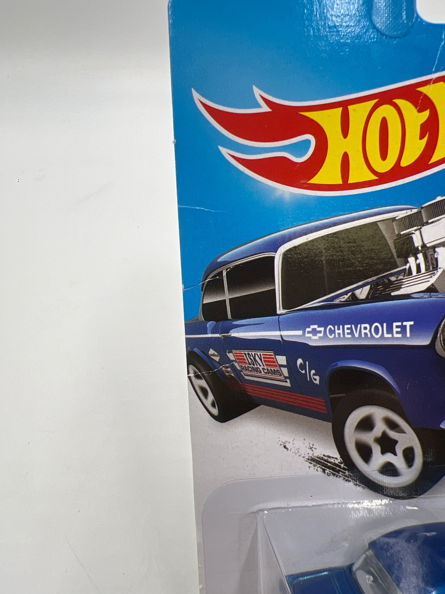 2014 Hot Wheels Workshop #241 55 Chevy Bel Air Gasser Blue *Bad Card* 9H