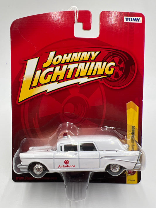 Johnny Lightning Small Card 1957 Chevy Ambulance White