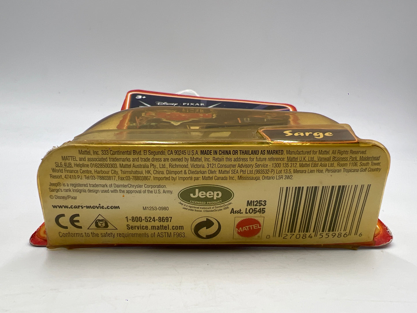 Disney Pixar Cars Supercharged Sarge #1 Yellowed Blister 139F