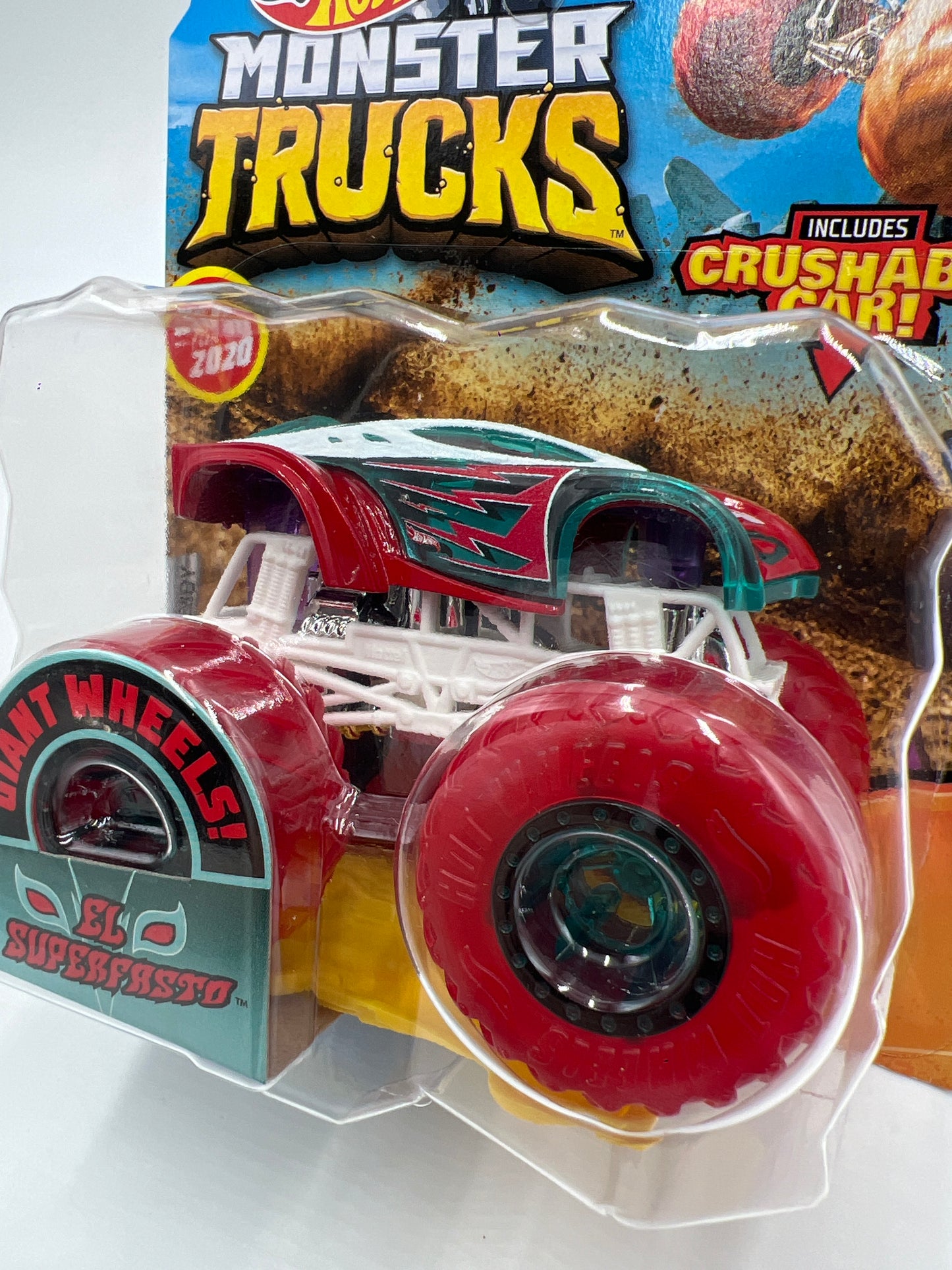 2020 Hot Wheels Monster Trucks Tinted Wheels #3 El Superfasto W/Protector VHTF