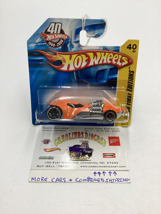 2008 Hot Wheels New Models #40 Twin Mill III Orange Short Card 116A