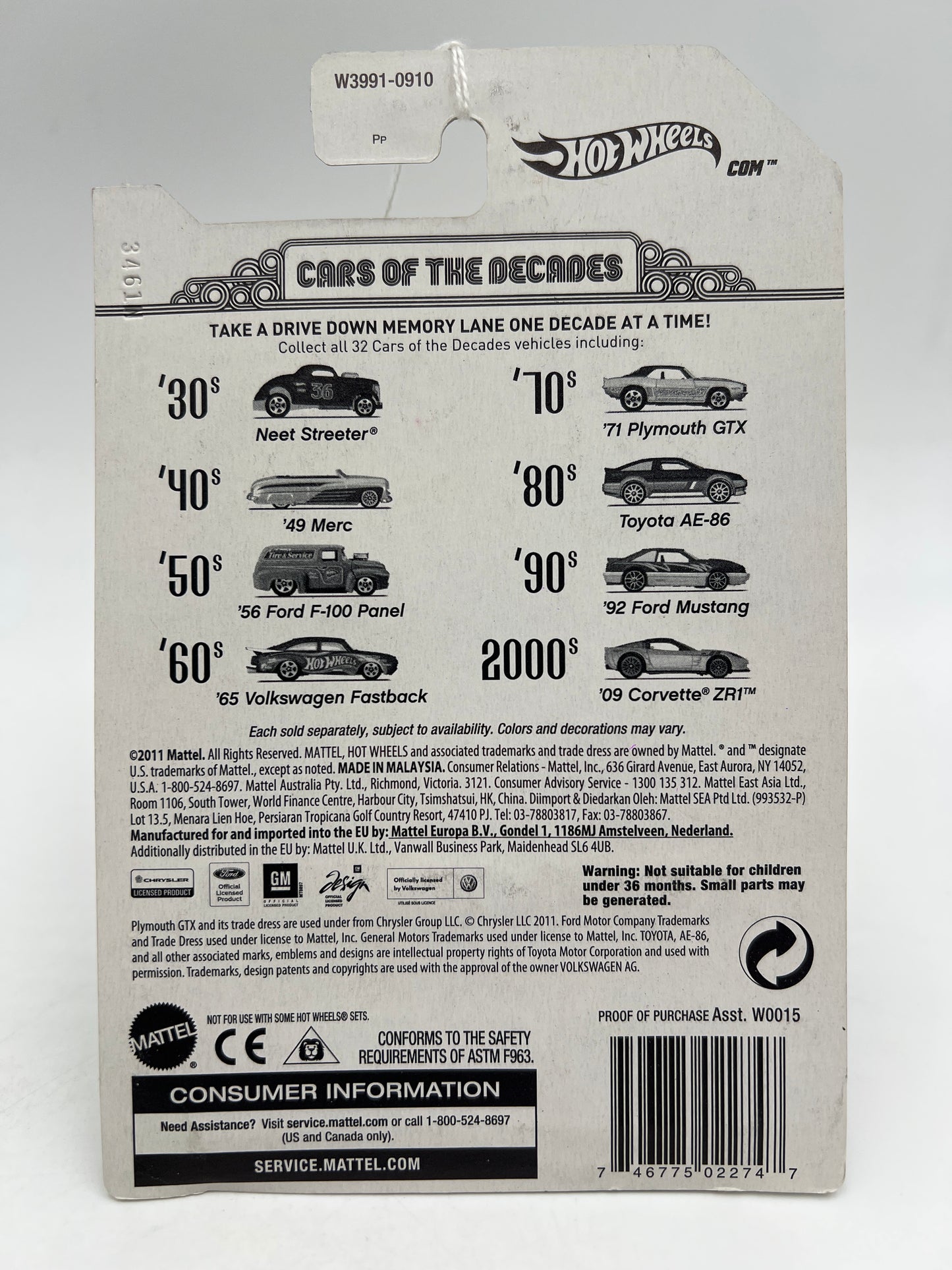 Hot Wheels Cars of the Decades The 50s #10 56 Ford F-100 Panel Orange 164C