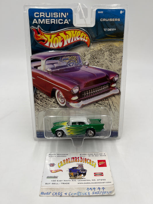 Hot Wheels Cruisin America Cruisers 57 Chevy Green Real Riders 271i