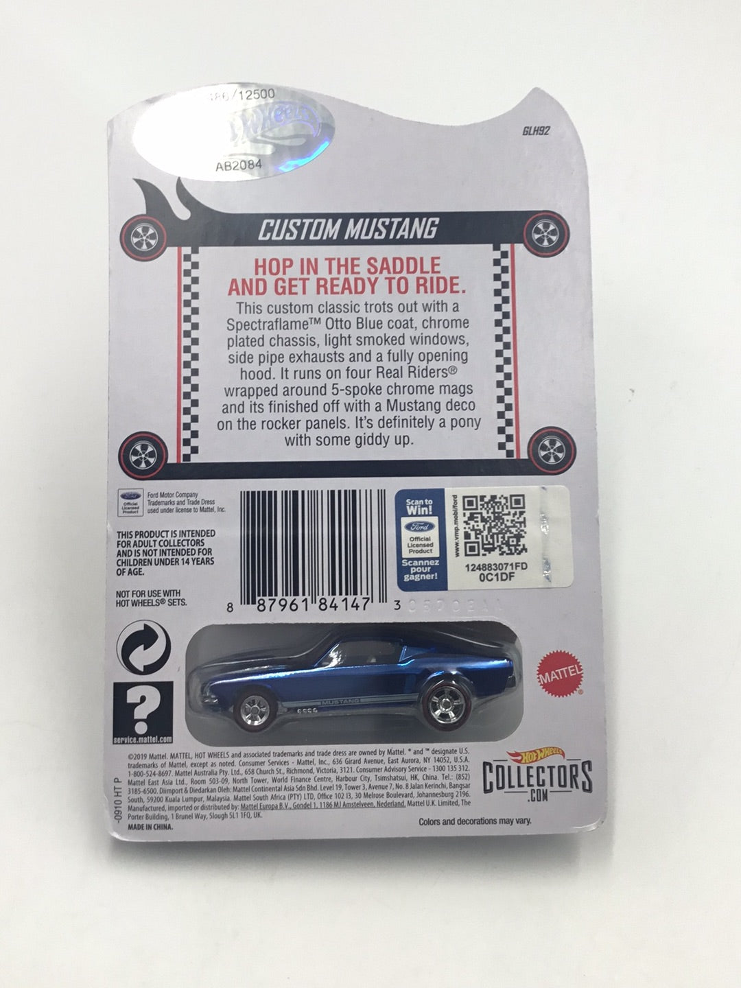 Hot wheels redline club Custom Mustang 11486/12500 with protector