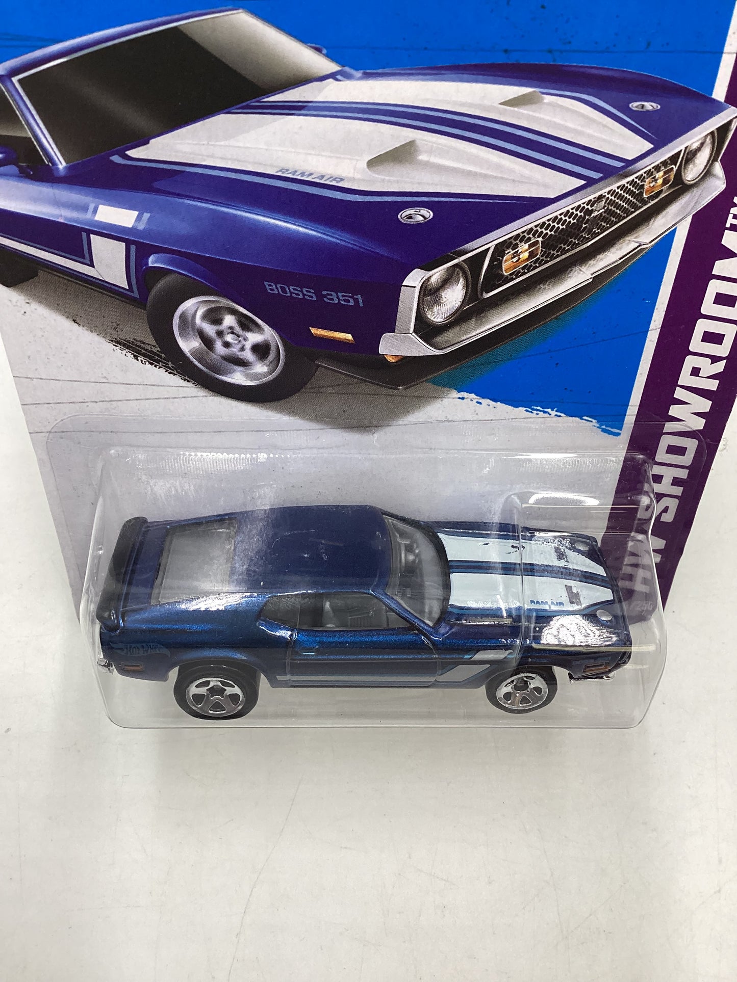 2013 Hot Wheels #224 71 Mustang Boss 351 Blue 30i