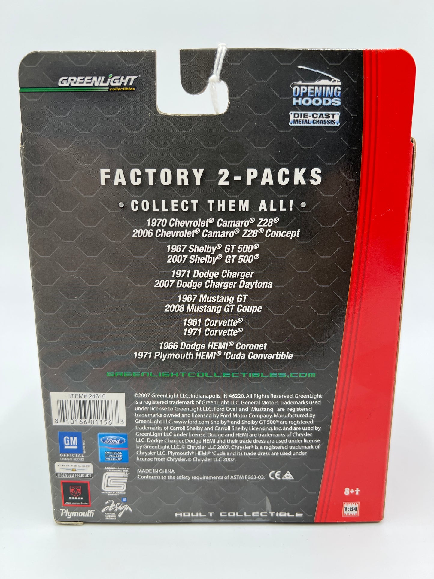 Greenlight Shelby 2 Pack 1/4000 1967 Shelby GT 500 Yellow & 2007 Shelby GT 500 Red SR