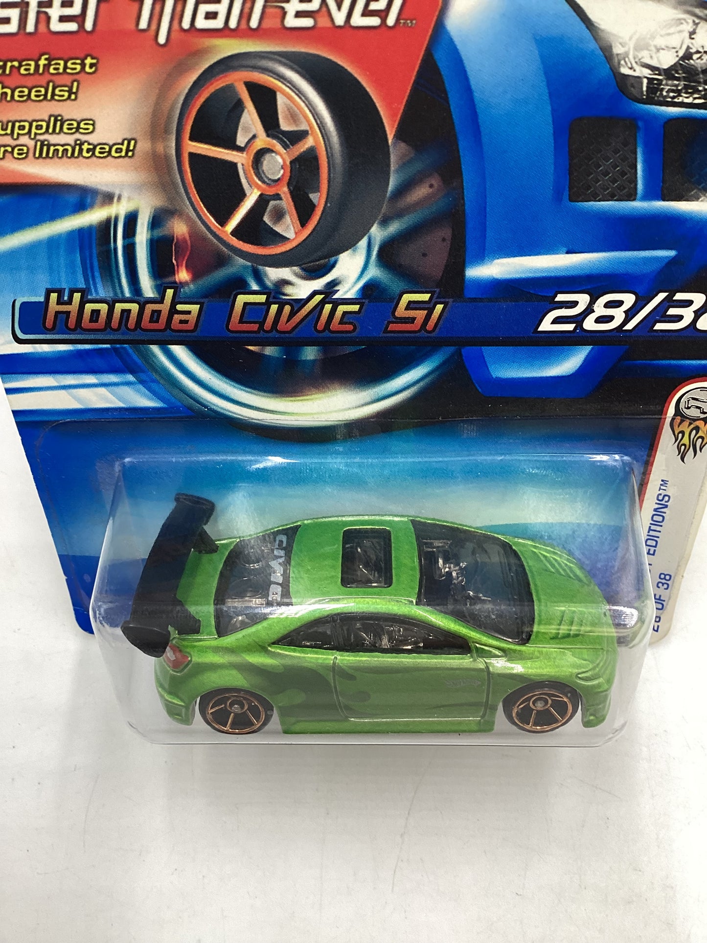 2006 Hot wheels #028 Faster Than Ever Green Honda Civic Si